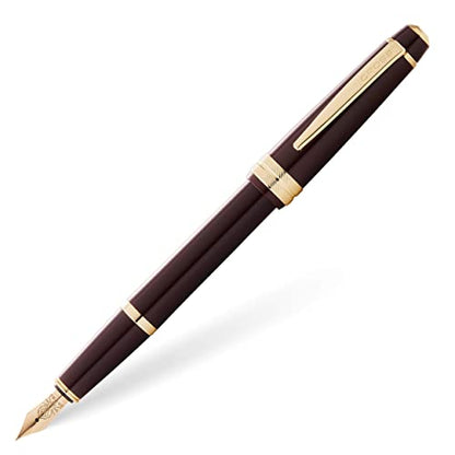 Cross Bailey Light Polished Black Fountain Pen, Medium Nib, Black Ink