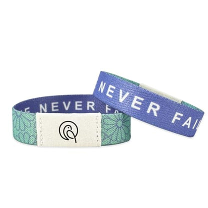 NFC Bible Verse Bracelets, Purple - color: LOVE NEVER FAILS