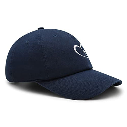 JPAK Heart and Cross Premium Dad Hat Embroidered Cotton Baseball Cap Christian Faith - color: Navy