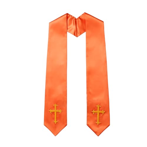 Clergy Stole & Choir Stole with Embroidered 60/72" - color: Orange, size: 60 inch
