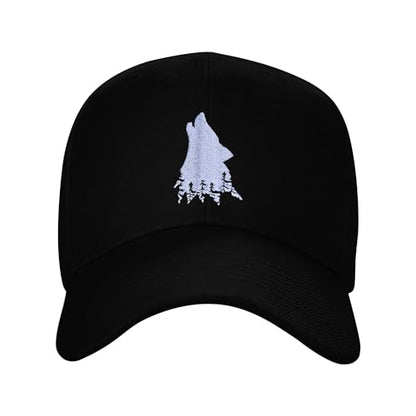 Embroidered Baseball Cap for Women Men Adjustable Baseball Hat Black Baseball Cap Trucker Hat - color: Wolf Tree