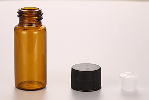 12 Pack Set Brown Screw Cap Glass Bottle Small Mini Empty Oil Amber Vial (10ml) - style: 10ML