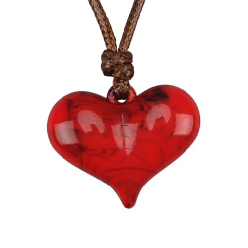 Leather Necklace for Women Long Boho Pendant Hippie Choker Necklace Bohemian Layered Leather Rope Wooden Jewelry Gifts - style: Red Heart Necklace