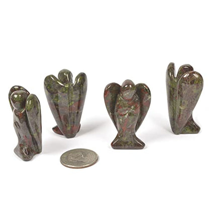 Justinstones Carved Dragon Blood Jasper Gemstone Peace Angel Pocket Guardian AngelHealing Statue 2 inch - color: Dragon Blood Jasper