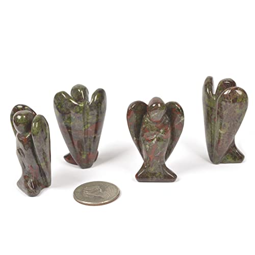 Justinstones Carved Dragon Blood Jasper Gemstone Peace Angel Pocket Guardian AngelHealing Statue 2 inch - color: Dragon Blood Jasper