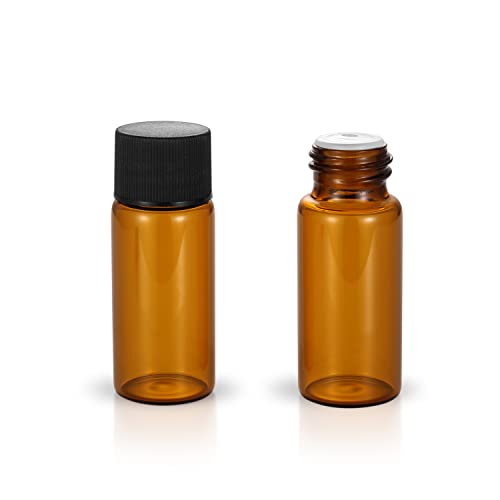 12 Pack Set Brown Screw Cap Glass Bottle Small Mini Empty Oil Amber Vial (10ml) - style: 10ML