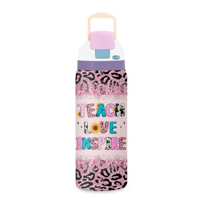 Teacher 32oz Insulated Water Bottle, Women Gift, 2-in-1 Lid, 1PCS - color: Thank Teachers-Pink