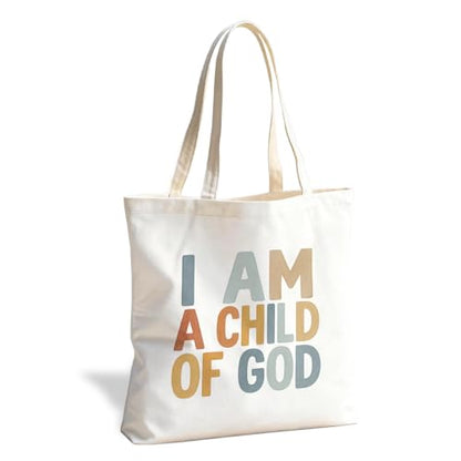 Christian Canvas Tote Bag for Women, Inspirational Faith Shoulder Bag - color: God 03