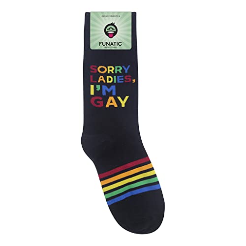FUNATIC Socks with Funny and Profane Sayings, Sarcastic Gift for Men Women - color: Sorry Ladies, I’m Gay