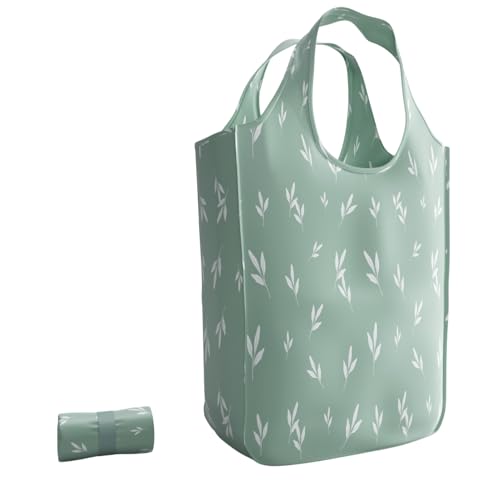 Pure Sage Reusable Grocery Bag - Stylish Shopping Bags for Groceries - Foldable Tote Bag - color: Sage Leaves