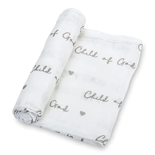 LollyBanks Muslin Swaddle Blanket, 47 x 47 in, Newborn Receiving Blanket - color: Child of God