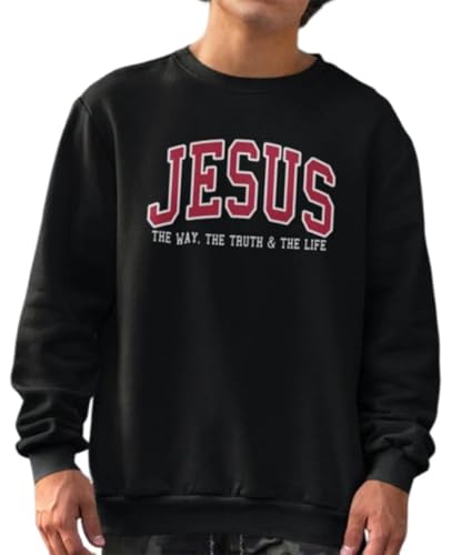 PANOZON Jesus Sweatshirt Faith Hoodie Christian Religious God Tops Man Woman Pullover Crewneck Longsleeve - color: 1-black, size: Medium