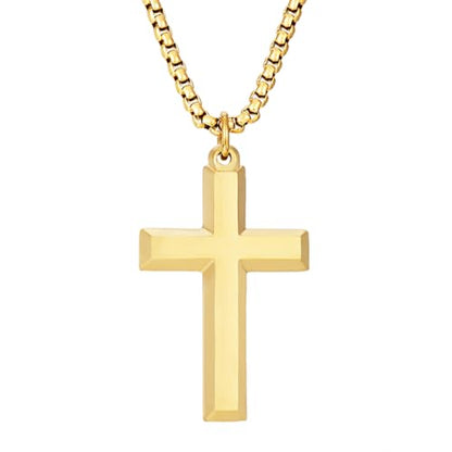 Cross Necklace for Men Teen Boys Silver Gold Black 22-24 Inch - color: Gold, size: 24 inches