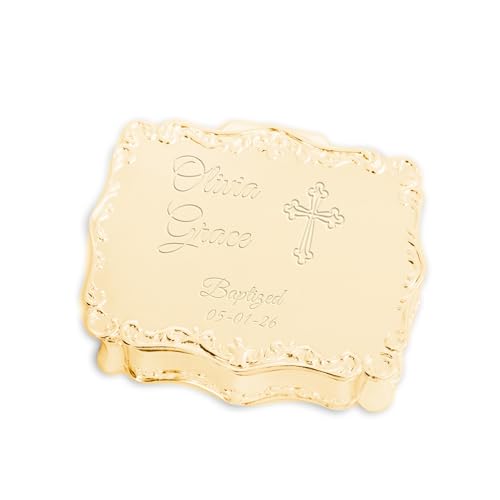 Cherished Moments Personalized Baptism Rectangle Jewelry Box - color: Gold Baptism
