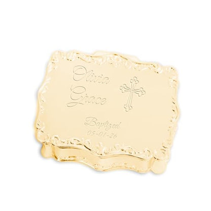 Cherished Moments Personalized Baptism Rectangle Jewelry Box - color: Gold Baptism
