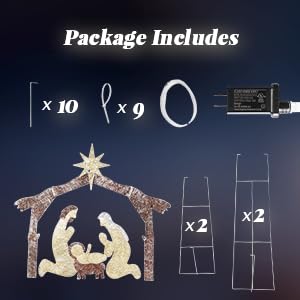 Karl Home 6 ft Lighted Nativity Scene, 190 LED Lights, Brown Roof - style: Nativity Scene-Brown Roof