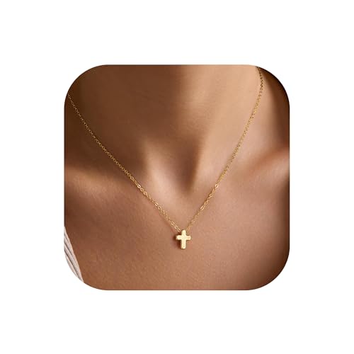 Turandoss 14K Gold Plated Cross Necklaces for Women Girls Jewelry Gifts - color: tiny cross necklace