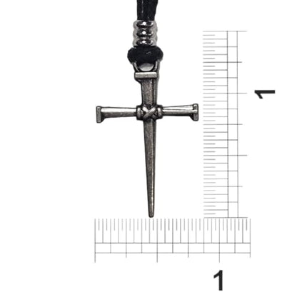 BlueRica Nail & Cross on Adjustable Cord Necklace - style: Black
