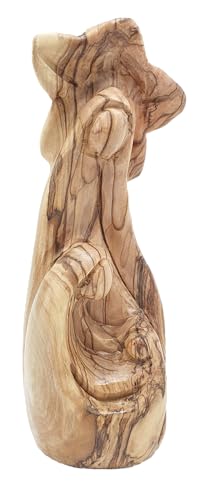 Zuluf 7.8" Olive Wood Holy Family Nativity Scene – Hand-Carved Statue of Joseph, Mary & Baby Jesus in Embrace – Religious for Catholic Home Decor – HOF020 - color: 7.8" Large Star Nativity