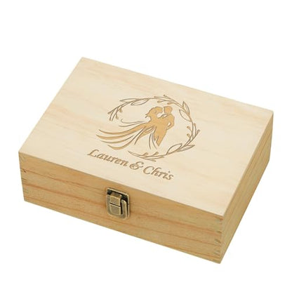 Personalized Wedding Keepsake Box, Custom Engraved Memory Box for Newlyweds - style: 10. Wedding Designs