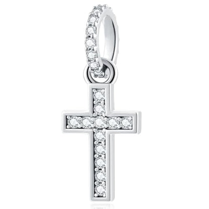 GLOWDAS 2026 Sparkling Cross Charm Pendant - fit Pandora Religious Bracelet