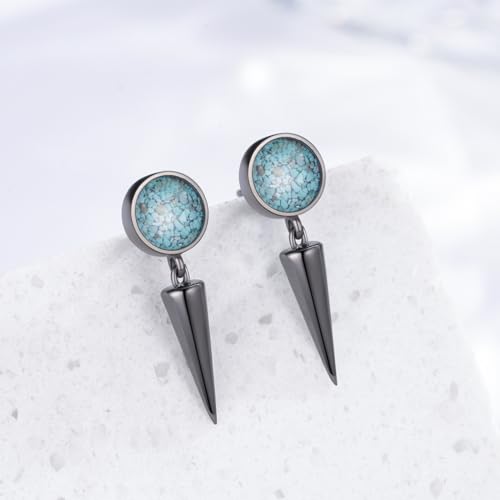 Black Dangle Drop Earrings 925 Sterling Silver Turquoise Earrings Jewelry Gifts for Women Men - style: Spike-A