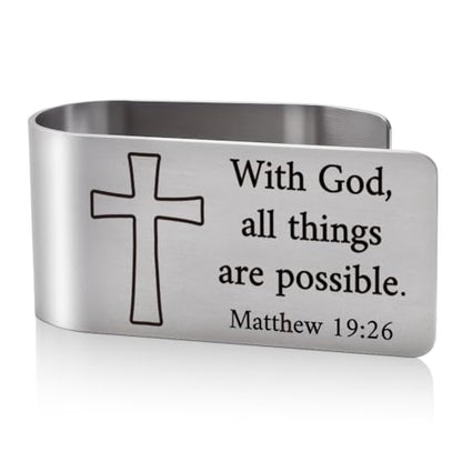 Matthew 19:26 Visor Clip for Cars Christian Gifts for New Drivers - color: Silver 8