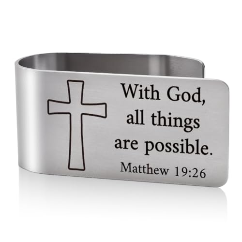 Matthew 19:26 Visor Clip for Cars Christian Gifts for New Drivers - color: Silver 8