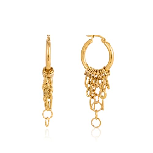 Gold Dangle Earrings for Women，Tassel Hoop Earrings with Charms - color: F