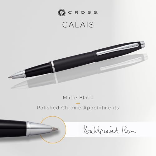 Cross Calais Rollerball Pen, Matte Black, Medium Point, Black Ink - color: Matte Black