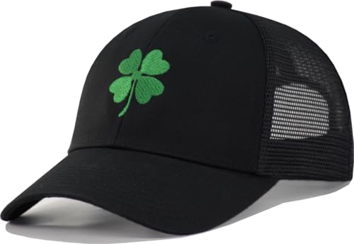 TSSGBL Various Gift Hats for Men - M L XL XXL Big Head Fit, Adjustable Mesh Trucker Ball Cap, Ideal Gifts - color: Black ( Lucky Shamrock ), size: One Size