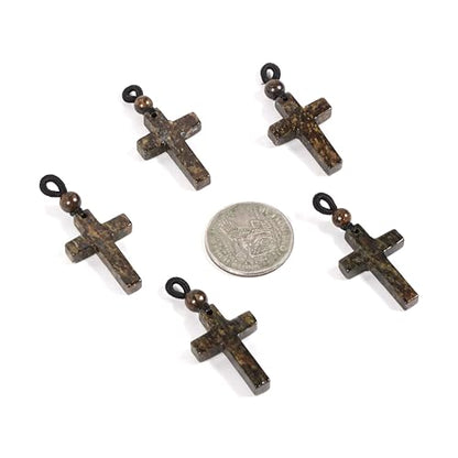 Justinstones Natural Gemstone Carved Cross Reiki Chakra Pendant Necklace 22 Inch - color: 30mm Bronzite