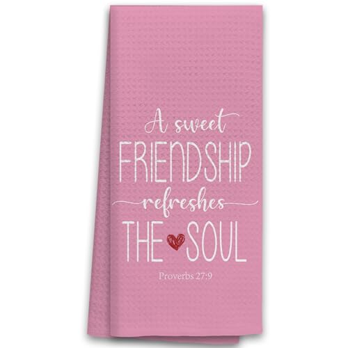 TNUW A Sweet Friendship Refreshes the Soul Kitchen Towels 16X24In, Gift for Friend Woman Dish Towels, Christian Gifts for Women Men, Friendship Gifts Hand Tea Towels for Kitchen Bathroom Decor(Pink) - color: Pink Friend