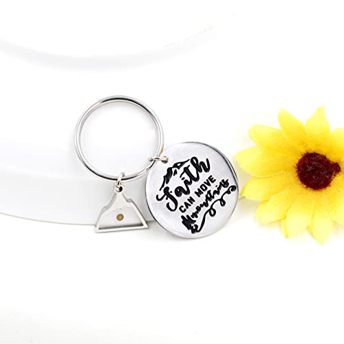 Uloveido Stainless Steel Faith Cross Keychain & Jesus Loves Me Christian Keyring Mustard Seed Charms Religious Jewelry - style: Faith Can Move-triangle