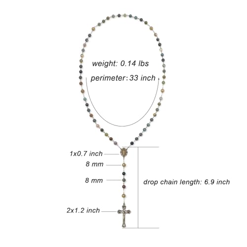 KOMI 8mm Natural Stone Beads Rosary Necklace Rosarios Catolicos Para Mujer Catholic Rosary Beads for Women Christian Gifts - style: Rosary-6