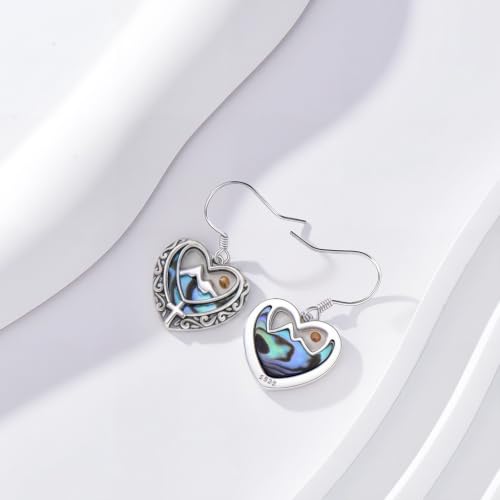 AOBOCO 925 Silver Mustard Seed Cross Heart Dangle Drop Earrings Women - color: Silver-Abalone Shell