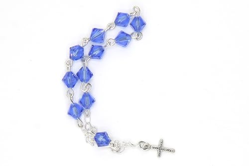 Catholic Communion Rosary Bracelet Created with Swarovski® Crystals, Glass - color: Sapphire - September