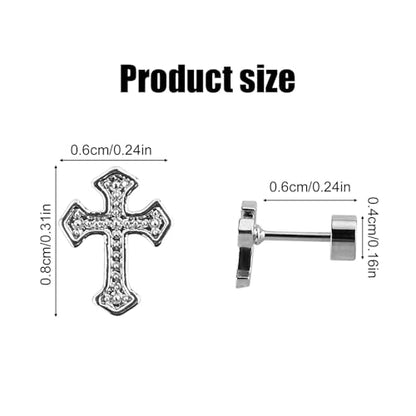 Mikovivi Titanium Steel Cross Flat Screw Back Small Stud Earrings