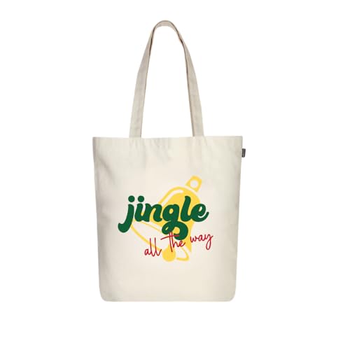 Ecoright Tote Bag for Women with Zipper, Small Tote Bag, Canvas Bag, Reusable Cotton Bag for Beach, Grocery, School & Work - color: Jingle Days