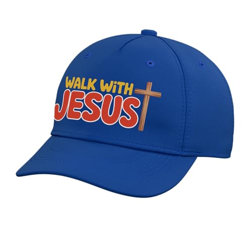 Walk with Jesus Hat Gospel Christian Pray Faith Bible Verse Adjustable Baseball Hat - color: Royal Blue