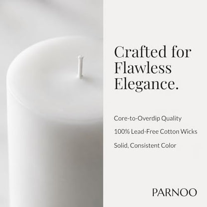 Unscented Pillar Candles - Set of 4 Vanilla Candles - 3x6 Slow Burning Candles for Weddings & Table Centerpieces - Large Pillar Candles, PARNOO - color: White
