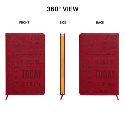 WORLD TRAVELER Large Lined Journal Notebook 256 Ruled White & Ivory Pages - color: Today is the Day