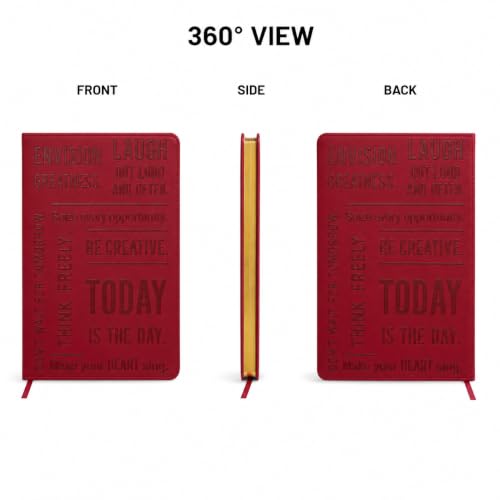 WORLD TRAVELER Large Lined Journal Notebook 256 Ruled White & Ivory Pages - color: Today is the Day