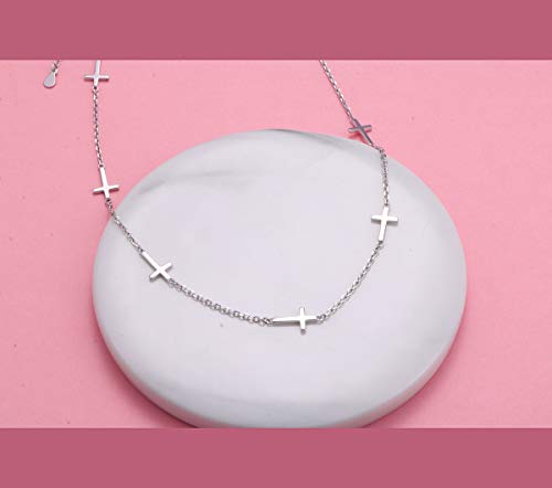 DAOCHONG Women S925 Sterling Silver Disc Statement Choker Necklace - style: Cross 2