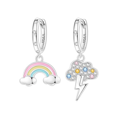 925 Sterling Silver Drop & Dangle Earrings for Women,Butterfly Dragonfly and Bee|Flower and leaf Earrings, Suitable for Sensitive Ears Fashion Jewelry Gift- Hypoallergenic Earrings - color: Rainbow