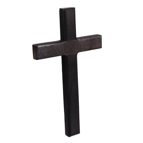 Ipetboom Wooden Cross for Wall - 11in Black Hanging Large Cross Rustic Christian & Catholic Wall Mounted Decor - Religious Wood for Home Bedroom Prayer Room Party Decor