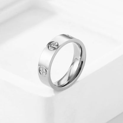 YCSLYW Ladies Stainless Steel Ring Love Friendship Ring Golden high polishing, low allergy Wedding Jewelry Valentine's Day Birthday Gift, 5-10 - color: Silvery, size: 6