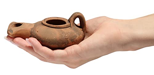 Herodian - Biblical Classic with Handle - Replica Ancient Clay Oil LAMP & Certificate of Authenticity Hanukkah-Judaica/Christian Gift - Handmade in The Holy Land - color: Herodian - Biblical Brown With Handle