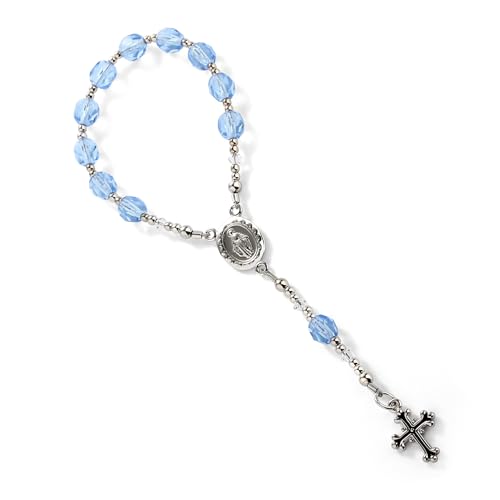 Precious Pieces Baby First Rosary .925 Silver or 14K Gold-Plated - color: Blue-SILVER