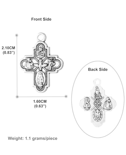 COTTVOTT Saint Therese of Lisieux/Saint Mother Teresa of Calcutta/Divine Mercy Jesus/Mater Dolorosa Patron Saint Medal Charm Pendant for DIY Rosary Necklace Bracelet Jewelry Making Part - color: 30pcs-Four Way Cross medal